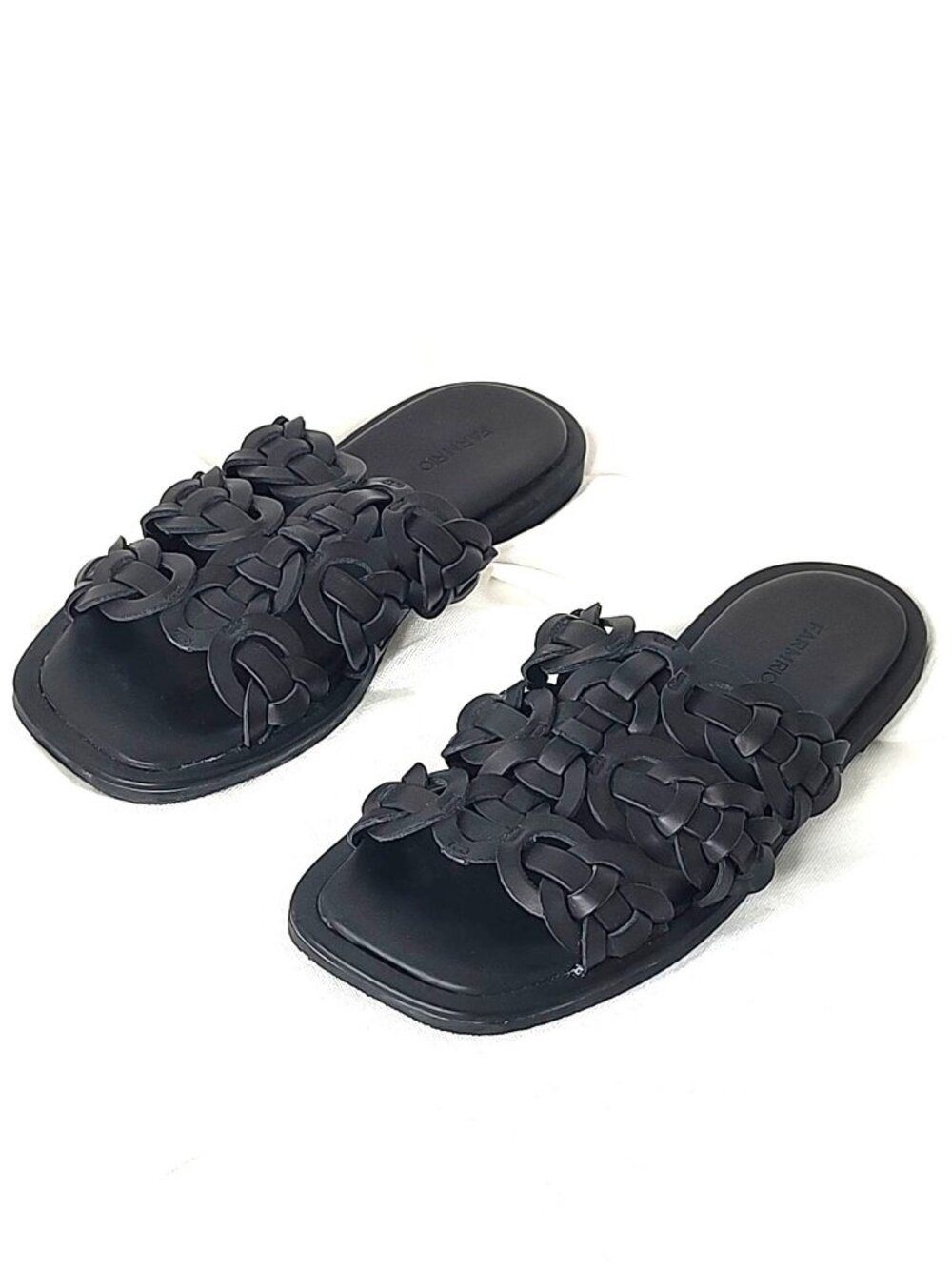 Anthro Farm Rio circles flat sandal Black 8 Slides Braided $150